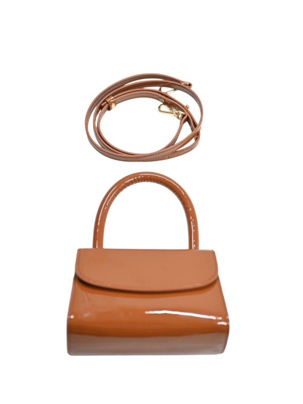 By FAR Mini Bag in Caramel Patent Leather